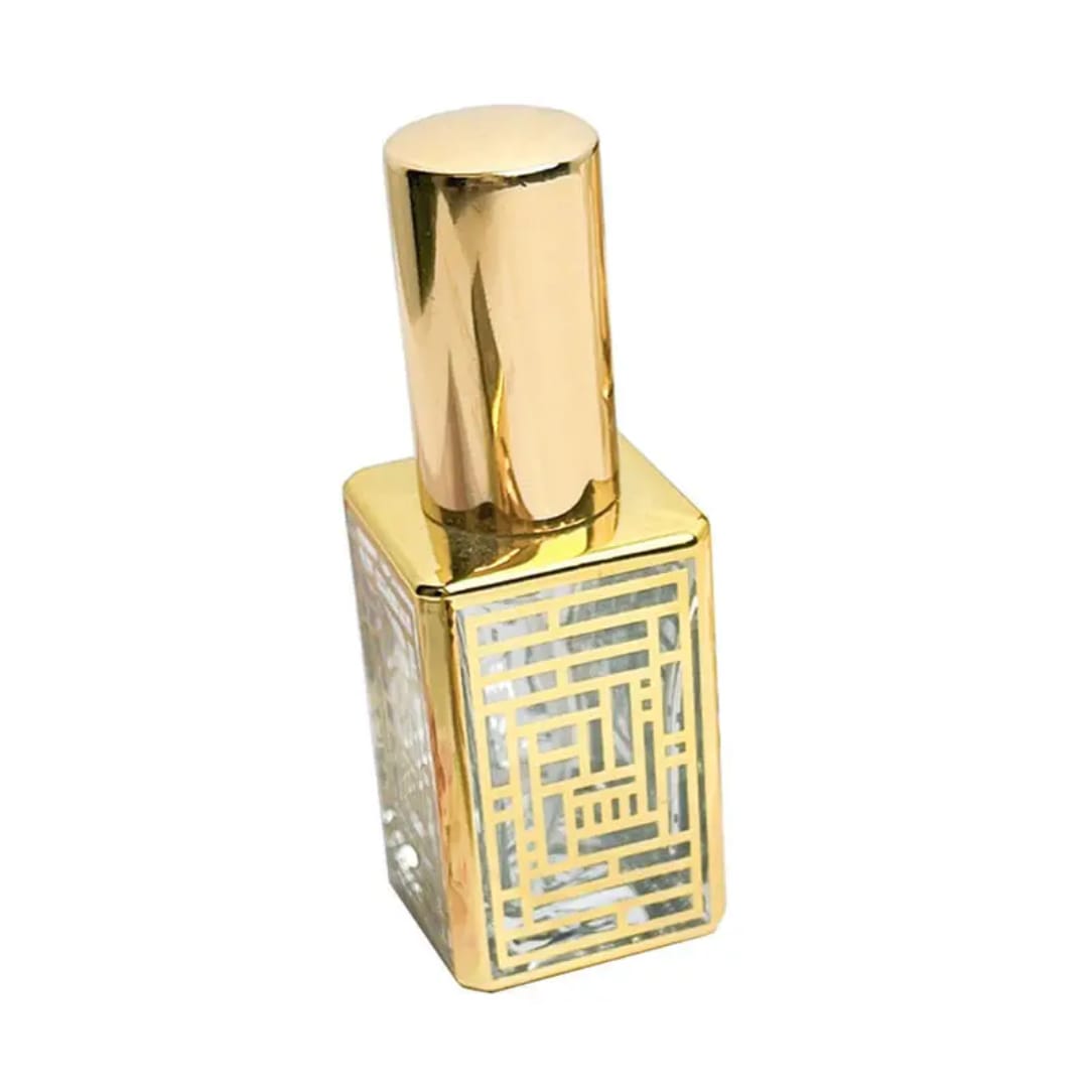 MUB Luxury Thick Glass Perfume Bottles — Gold UV Design | 8ml, 12ml, 15ml LBX147