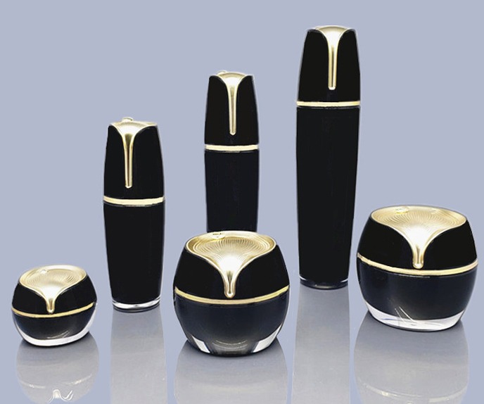 Elegant Black Luxury Acrylic Luxury Empty Plastic Acrylic Jar and Bottle Set